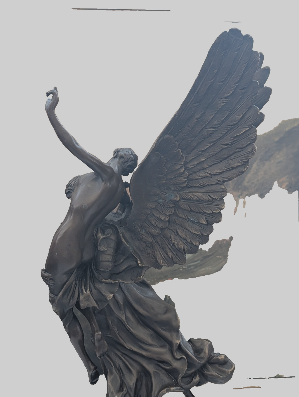 GEFLÜGELTER ENGEL SIEGESGÖTTIN NIKE VICTORIA - BRONZE OPTIK FRANKO FIGUR