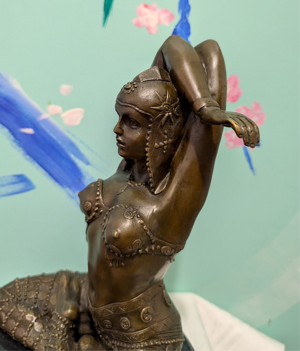 TOP GROSSE DEKORATIVE BRONZE TÄNZERINNEN FIGUR IM ART DECO STIL HINGUCKER