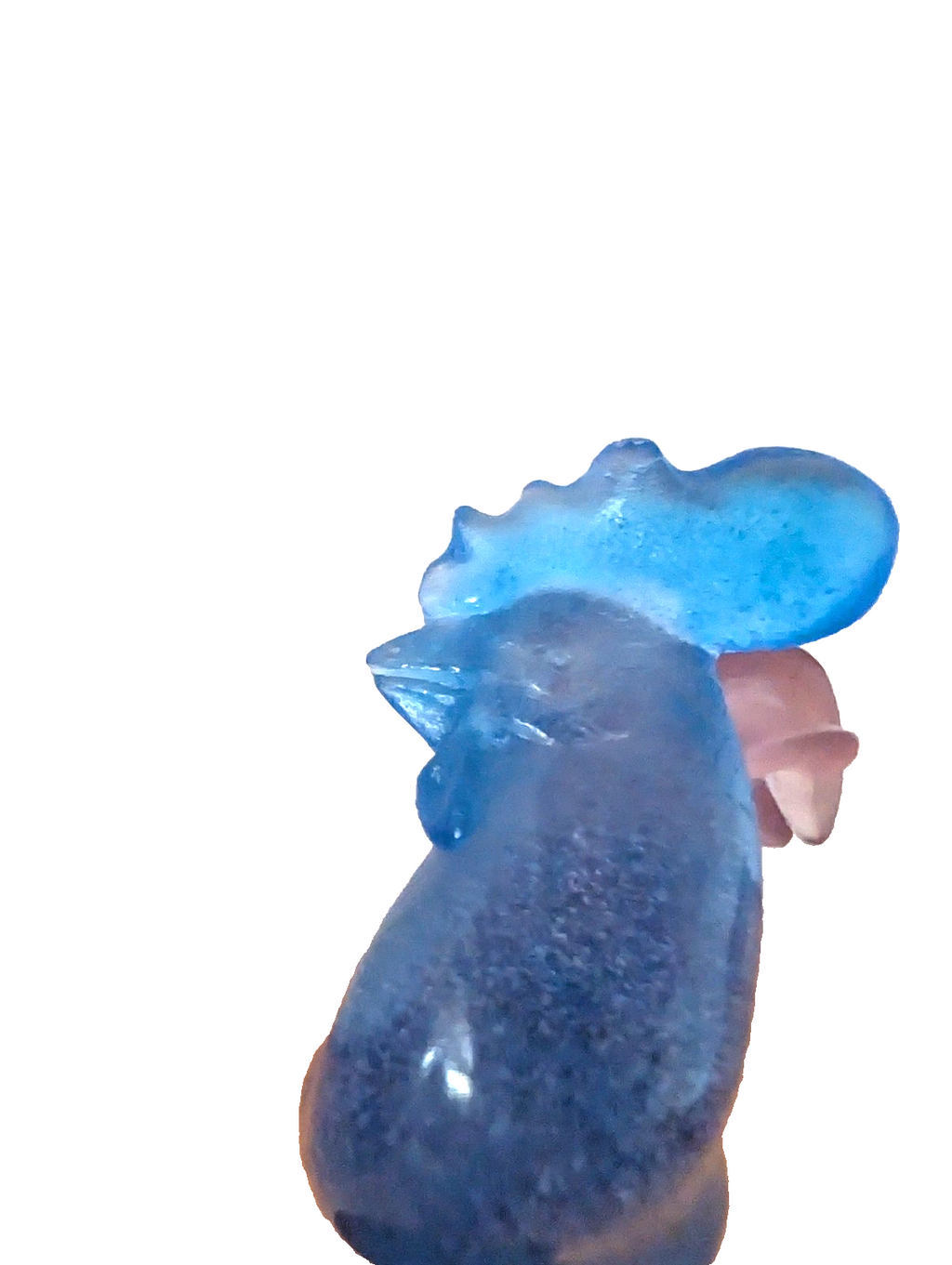 DAUM FRANCE HAHN SKULPTUR  PATE DE VERRE KRISTALL BLAU SIGNIERT