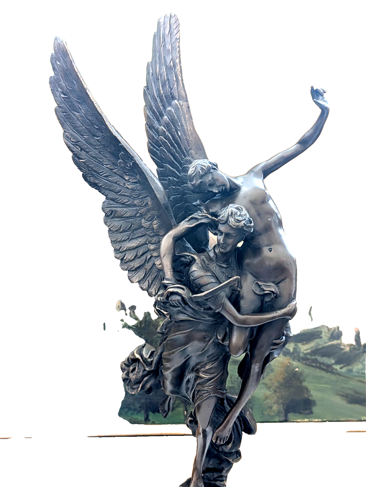 GEFLÜGELTER ENGEL SIEGESGÖTTIN NIKE VICTORIA - BRONZE OPTIK FRANKO FIGUR