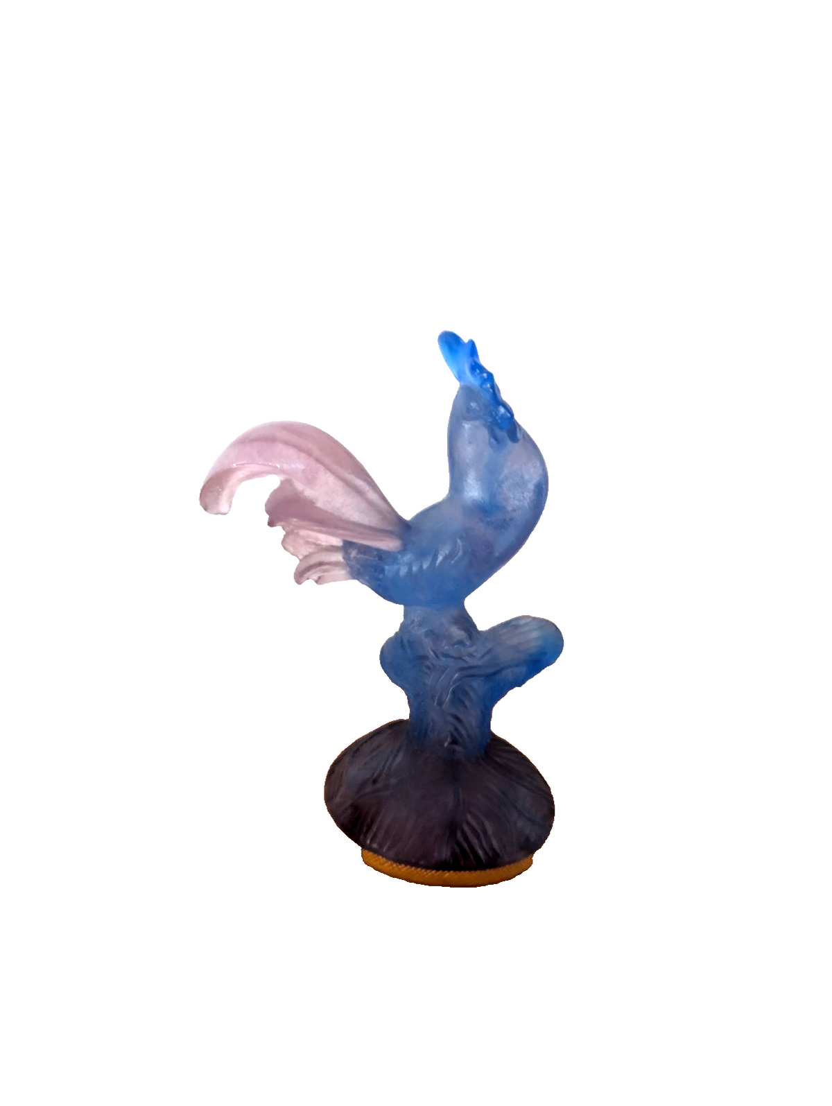 DAUM FRANCE HAHN SKULPTUR  PATE DE VERRE KRISTALL BLAU SIGNIERT