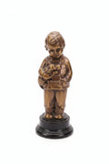 Antike Bronzefigur Junge auf Marmorsockel – Frankreich um 1800, 21 cm