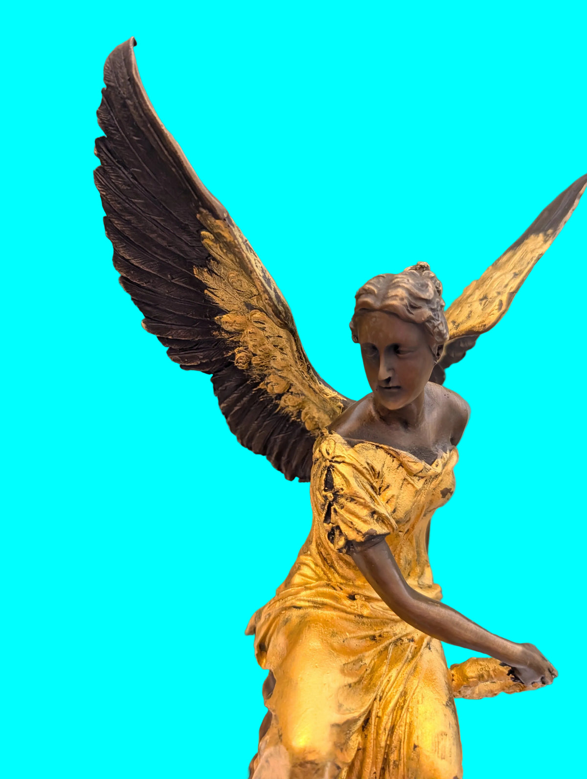 Vergoldete Bronze Engel Figur – Edles Sammlerstück, Antik