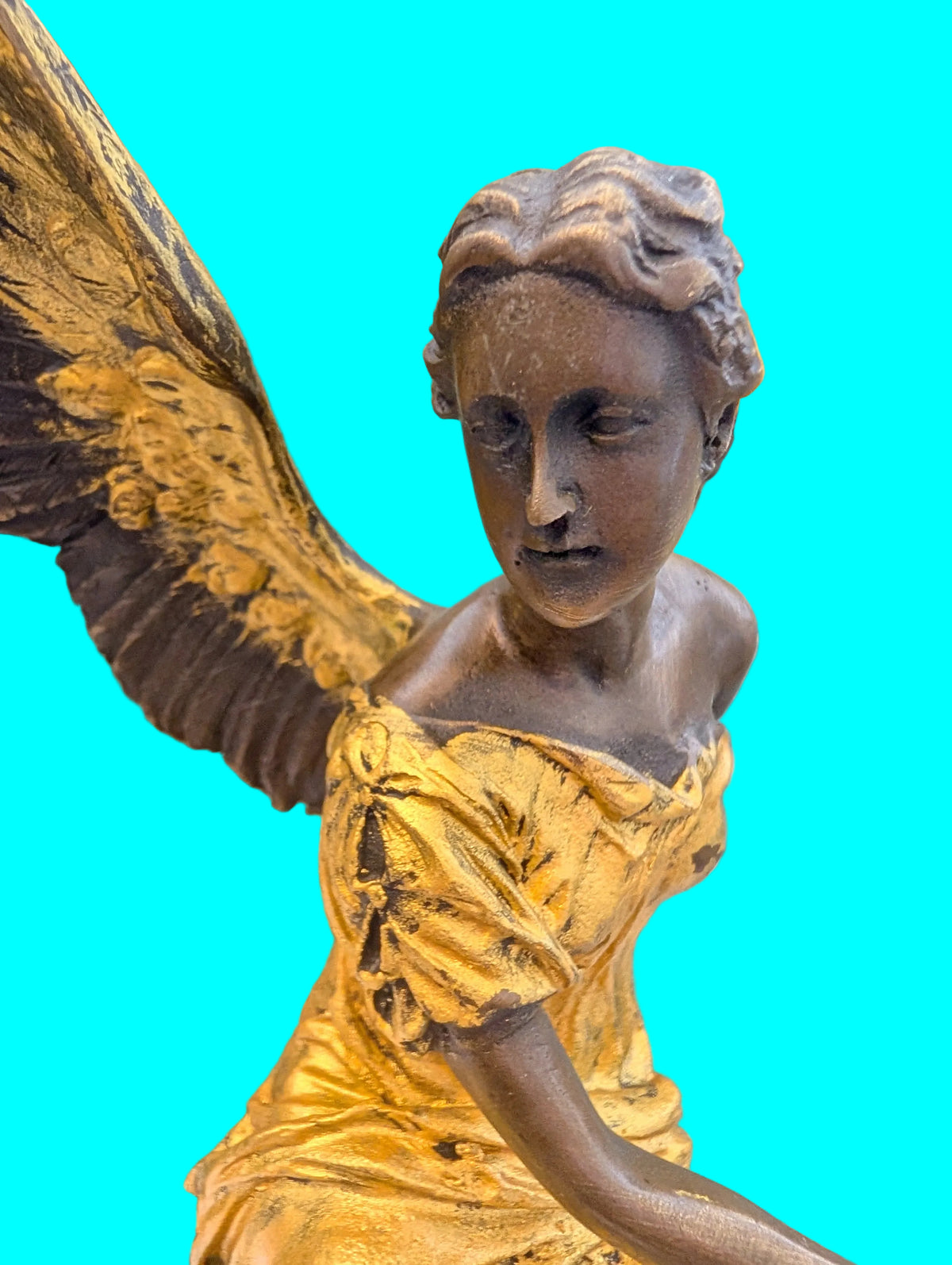 Vergoldete Bronze Engel Figur – Edles Sammlerstück, Antik