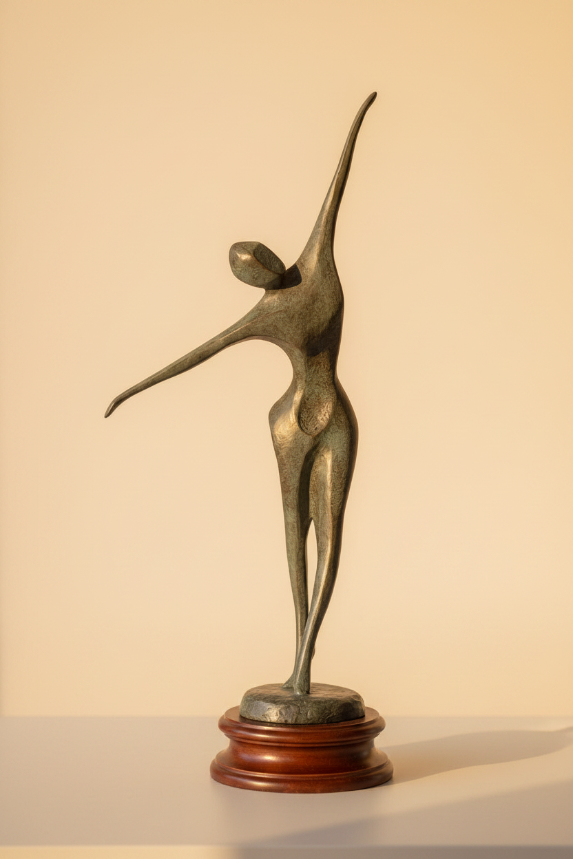 Moderne abstrakte Bronze-Tänzerin Skulptur – Pinterest-optimiertes Produktbild