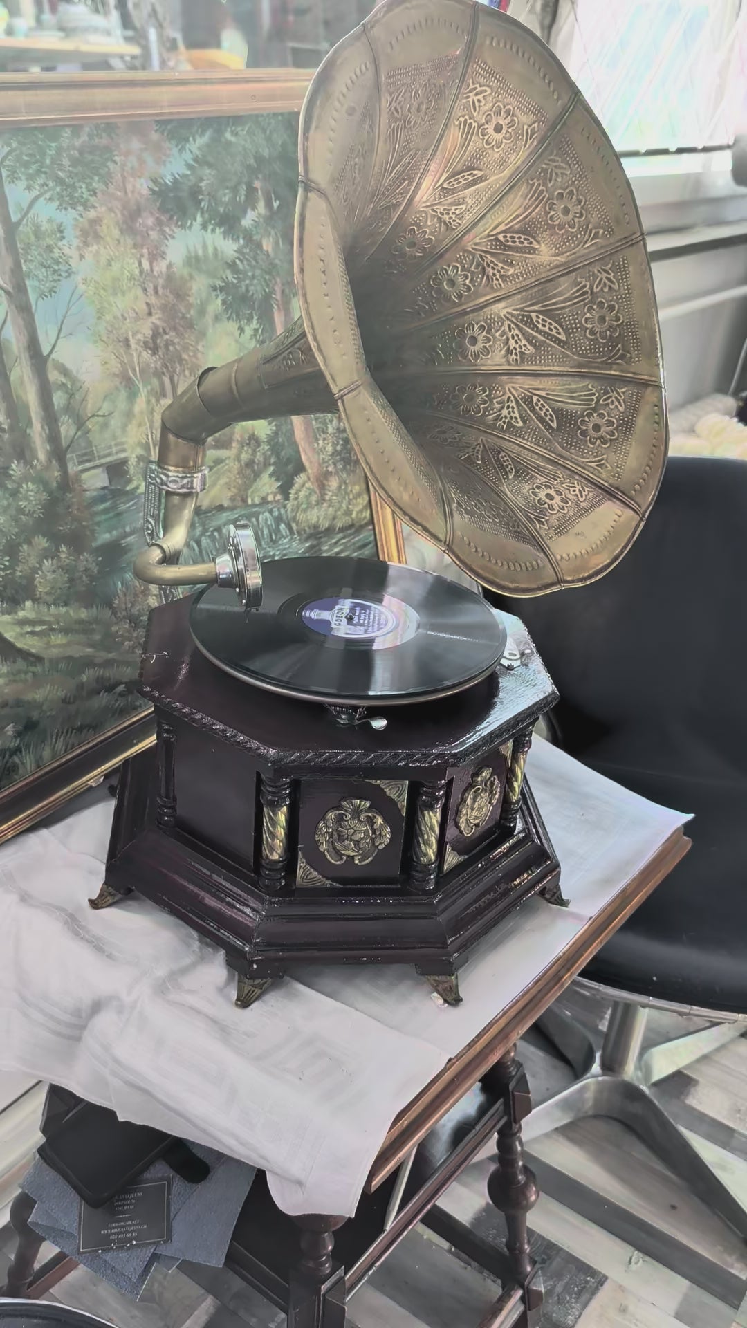 Retro Grammophon Neuausführung – Funktionsfähig, Ideal zur Dekoration
