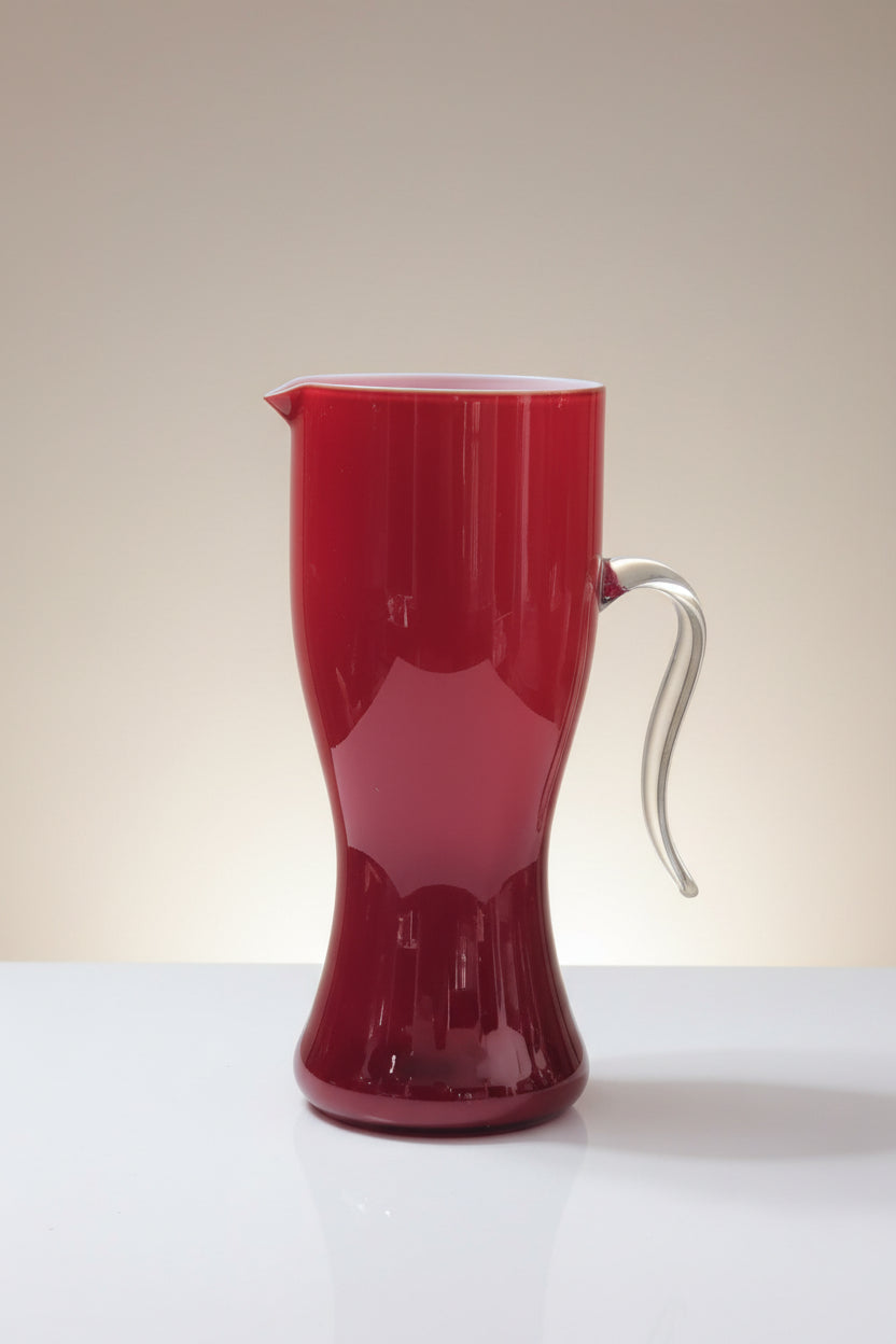 Roter Glaskrug 1 Liter – Vintage Dekorkrug 22 cm