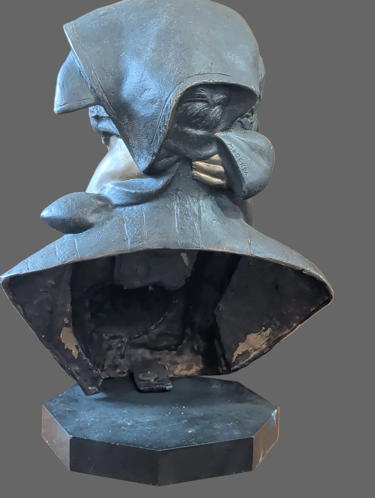 Figur Mutter und Kind auf Marmorsockel – Bronze oder Zinkguss, 47 cm