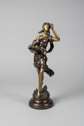 Antike Französische Bronze Skulptur – Junge Dame – 45 cm – Frankreich