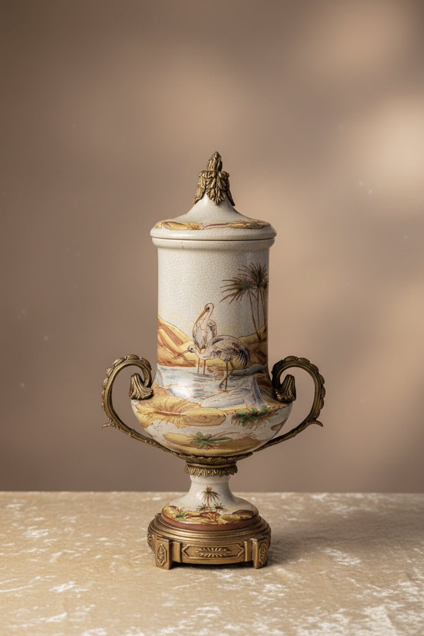 Amphore aus Porzellan und Bronze – Höhe 45 cm