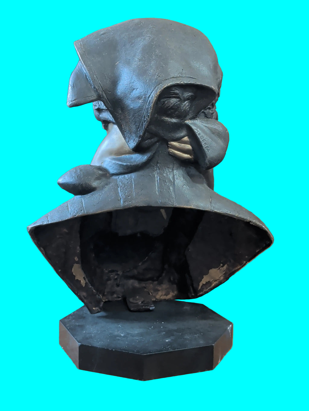 Figur Mutter und Kind auf Marmorsockel – Bronze oder Zinkguss, 47 cm