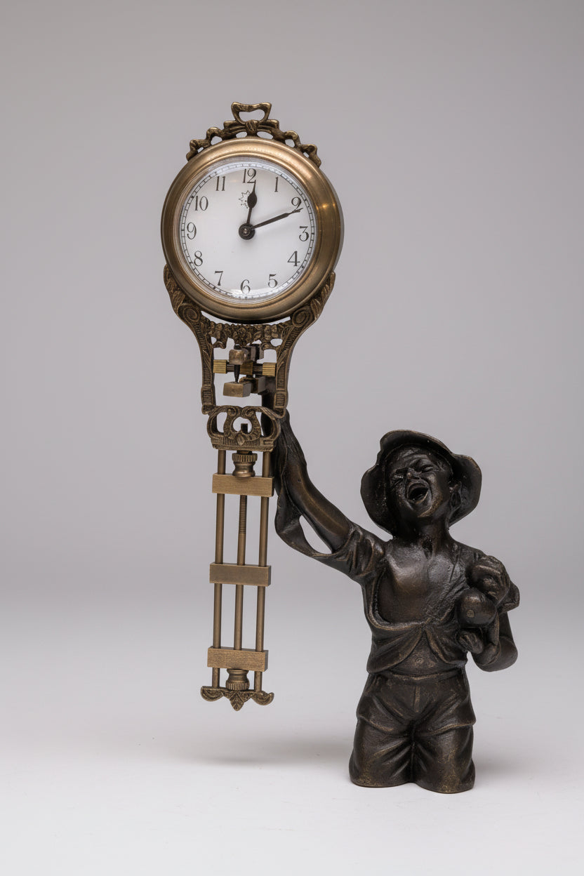 Horloge pendule Art nouveau – Dame avec grappe de raisin, Fonctionnelle, 38 cm