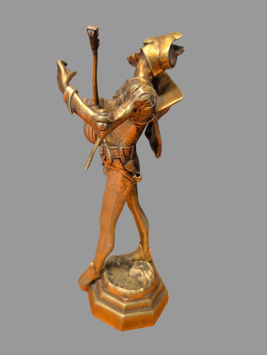 Antike Bronze Figur Teufel / Mephisto mit Laute – Signiert A. De Wever – 28 cm