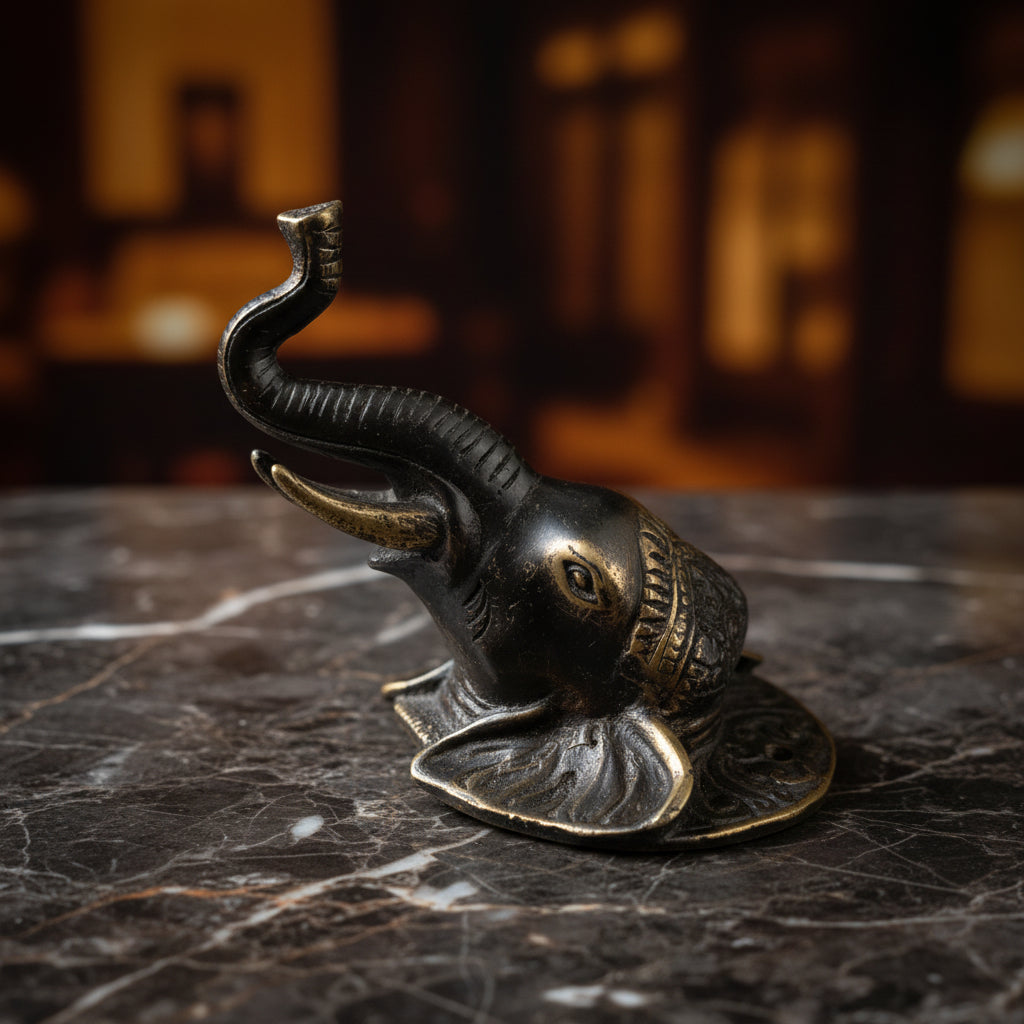 Elefant Kopf Kleiderhaken – Dekorativer Bronzehaken, Höhe 12 cm