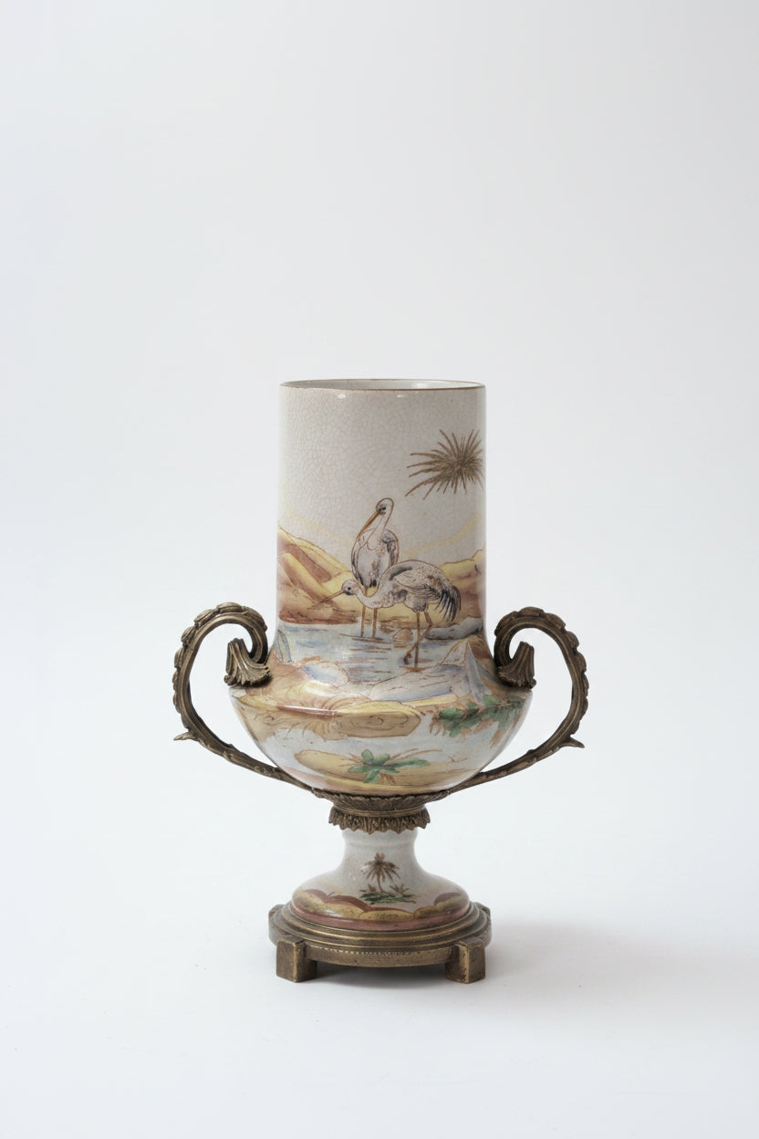 Amphore aus Porzellan und Bronze – Höhe 45 cm