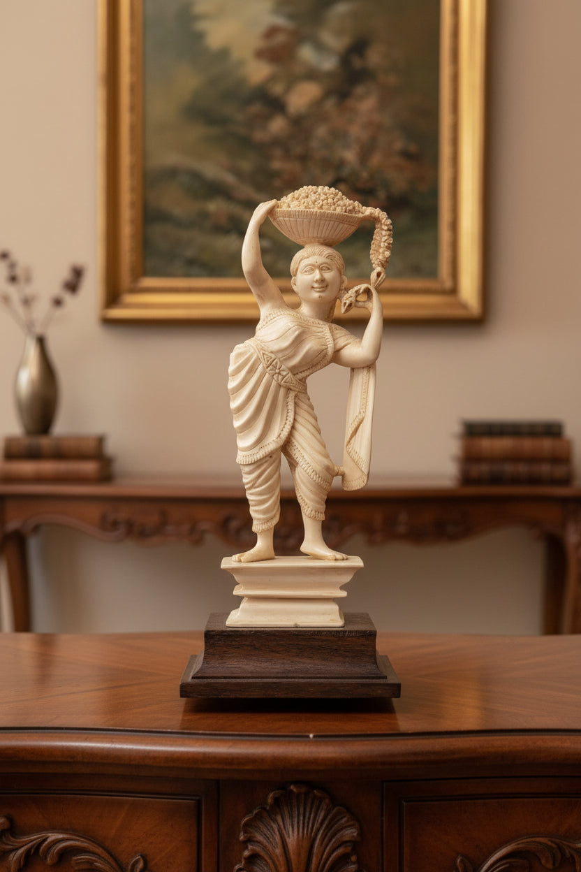 Vintage Figur im Elfenbein-Stil – 1950er/60er Jahre, Höhe 19 cm