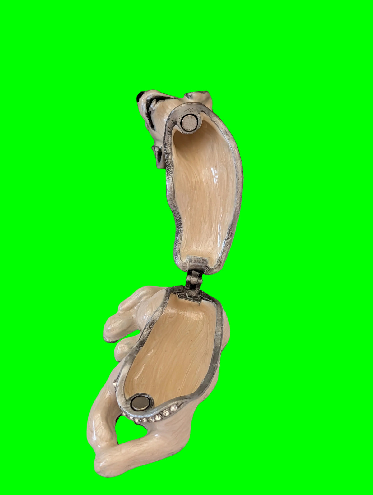 Pillendose Hund – Emailierter Zinn, Länge 11 cm