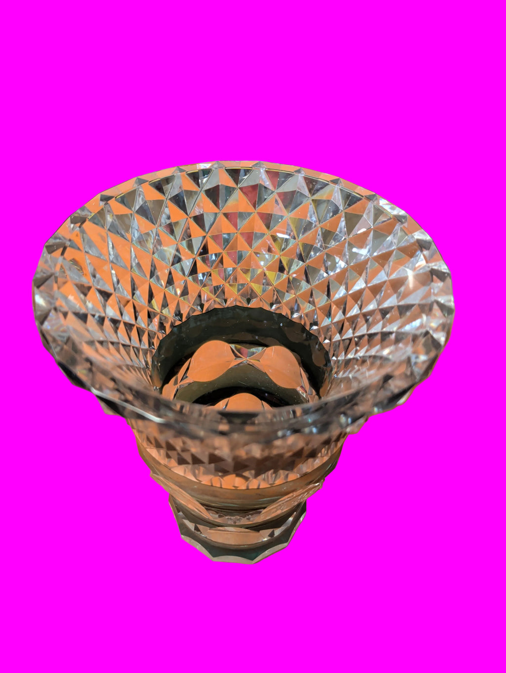 Antike Val Saint Lambert Bleikristall Vase – Art Déco – H. 27 cm / B. 21 cm