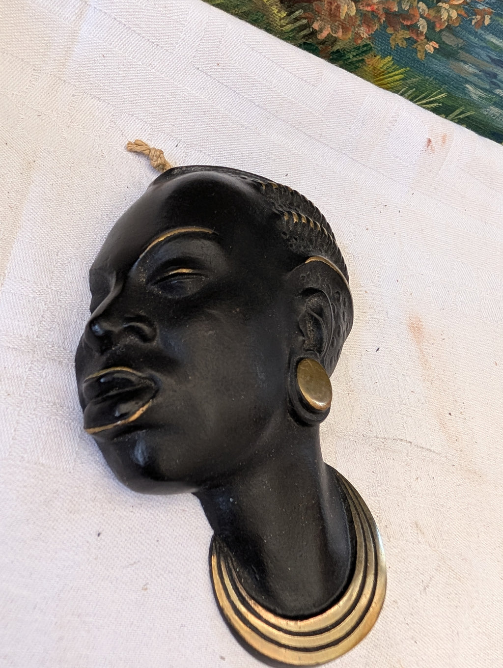 Bronze Gesicht Afrikanische Dame 24 cm – Dekorative Skulptur