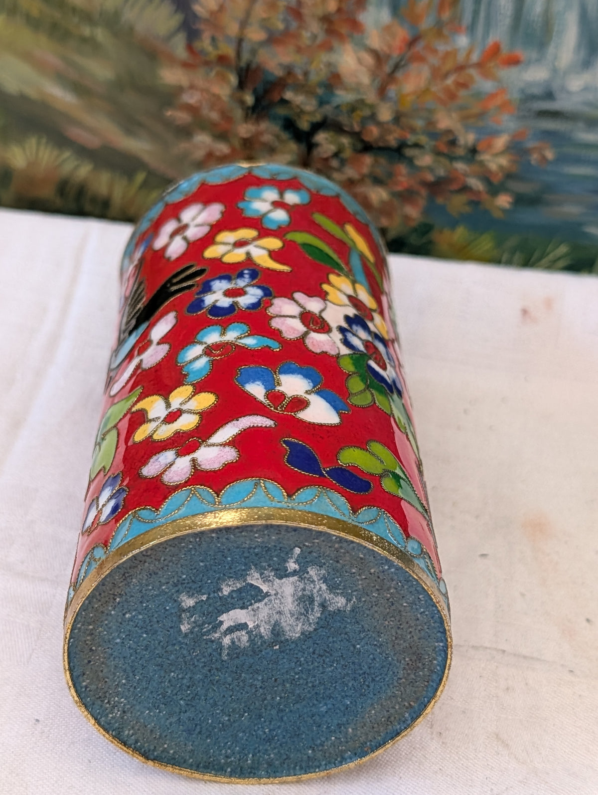 Cloisonné Vase 14 cm – Antike Emaillearbeit