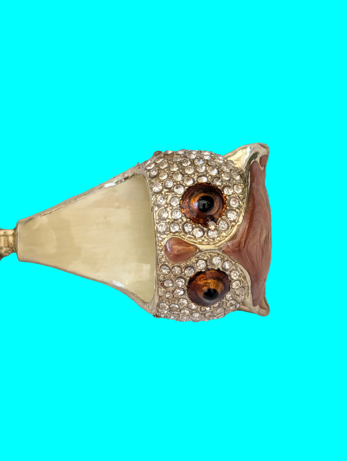 Pillendose Eule – Emailierter Zinn, Höhe 11 cm