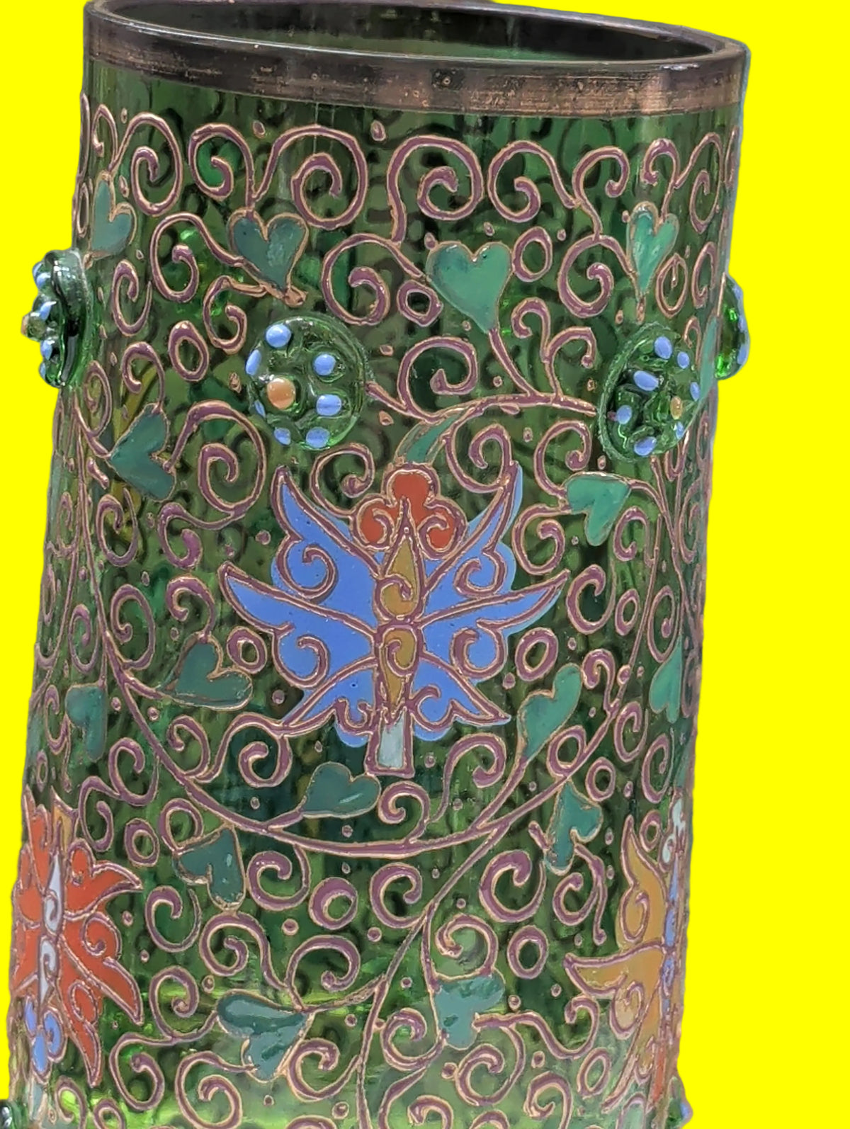 Antike Blumenvase – Mehrfarbig, Höhe 26 cm