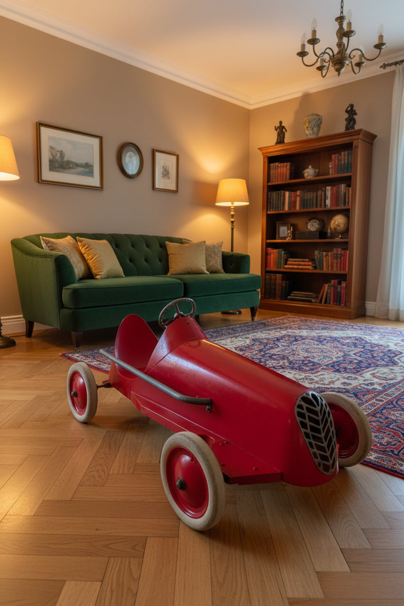 Vintage Trett-Auto Bugatti-Stil – Rarität 1950er/60er Jahre, Rotes Sammlersstück