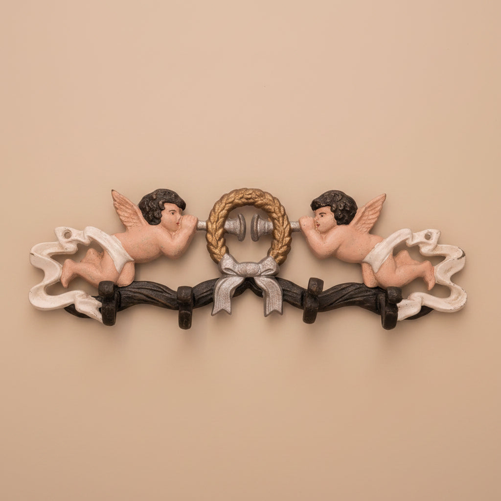 Vintage Gusseisen Kleiderhaken Engel – 34 cm
