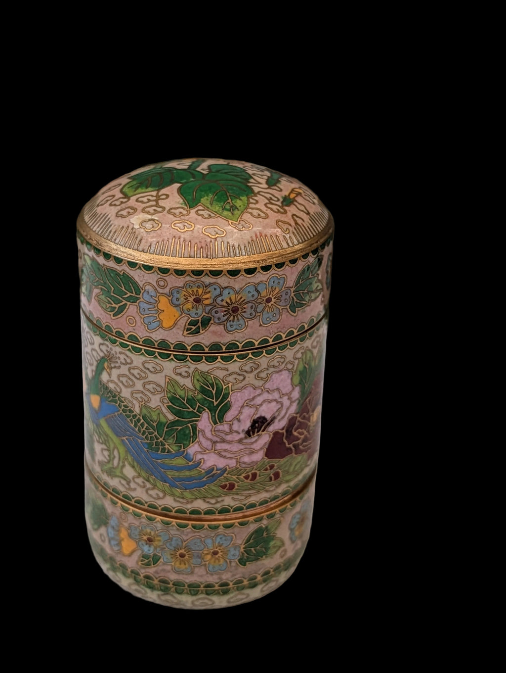Cloisonné Dose 3-teilig 13 cm – Antike Emaillearbeit
