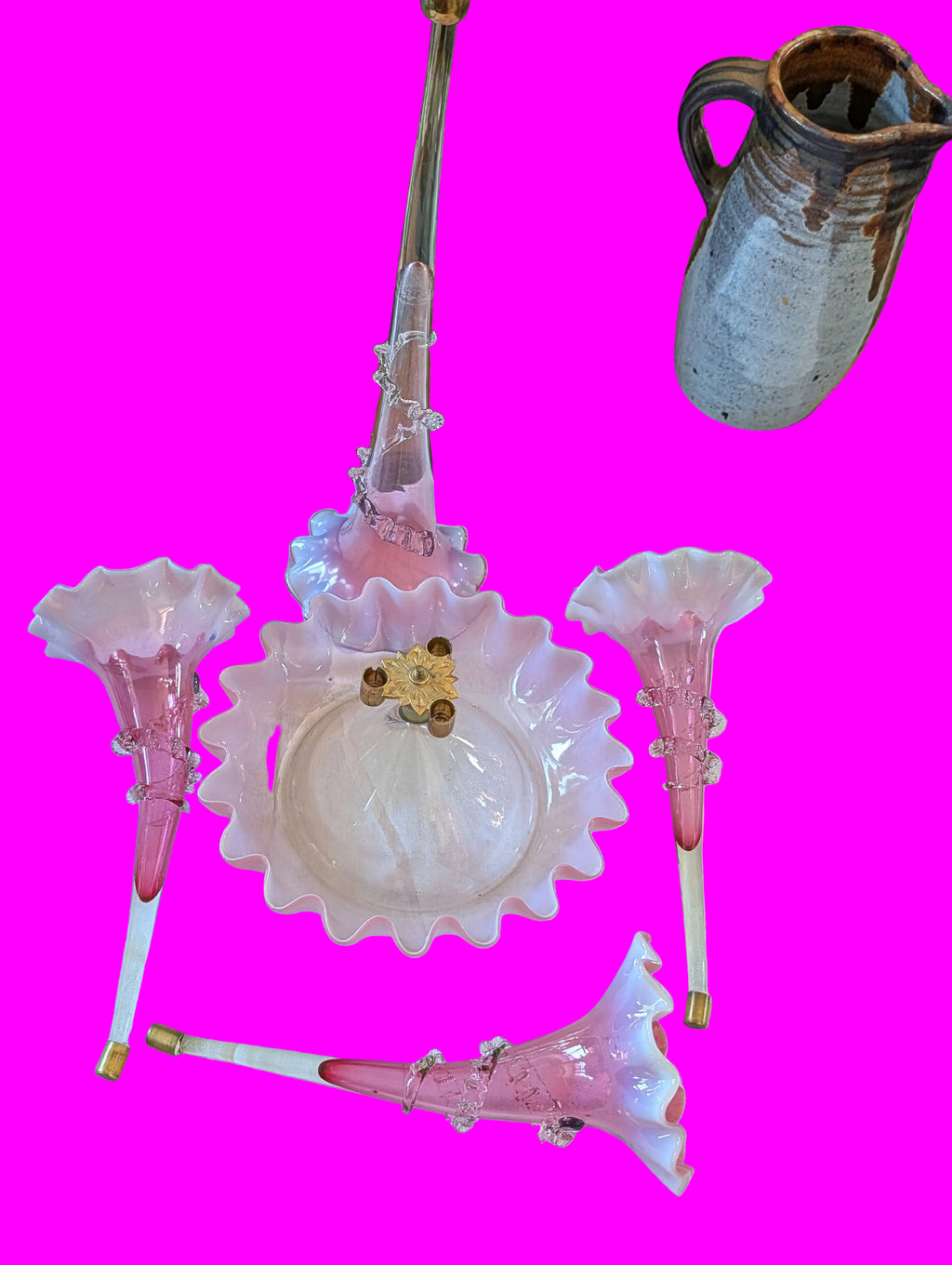 Antike Trompeten Schale mit Blumen Dekor – Vintage Porzellan Sammlerstück