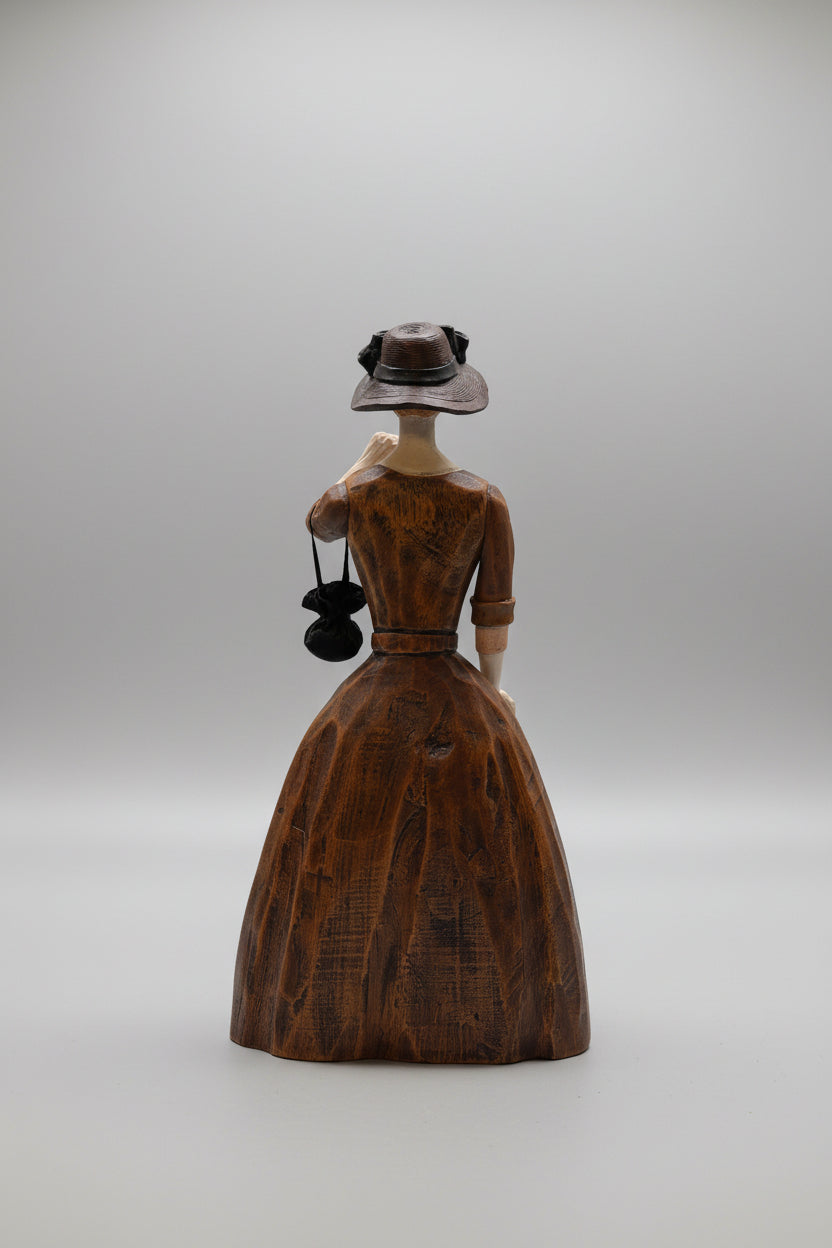 Moderne Lady Holzfigur mit Schirm und Tasche – Deko Liebhaberstück
