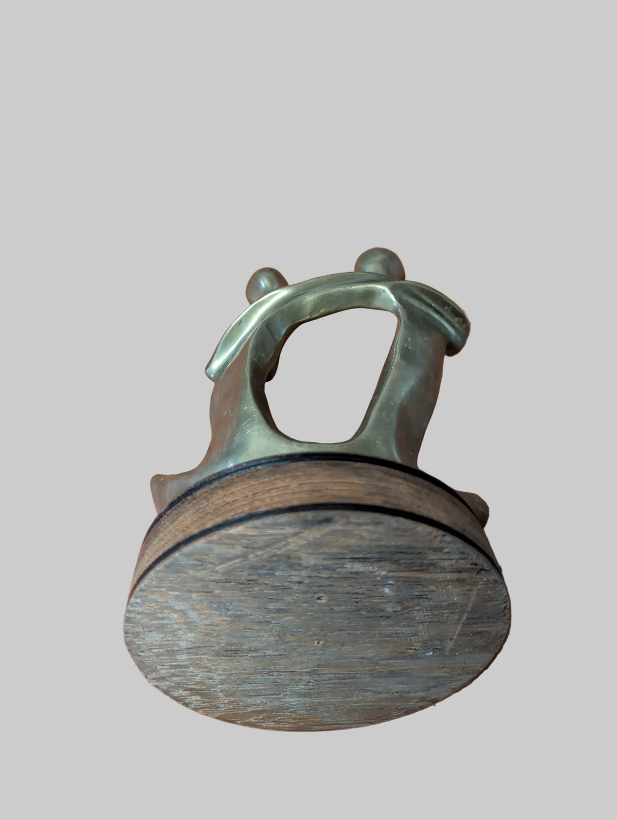 Antike Bronze Figur – Liebe und Verbundenheit – Auf Rundem Holzsockel – 24 cm
