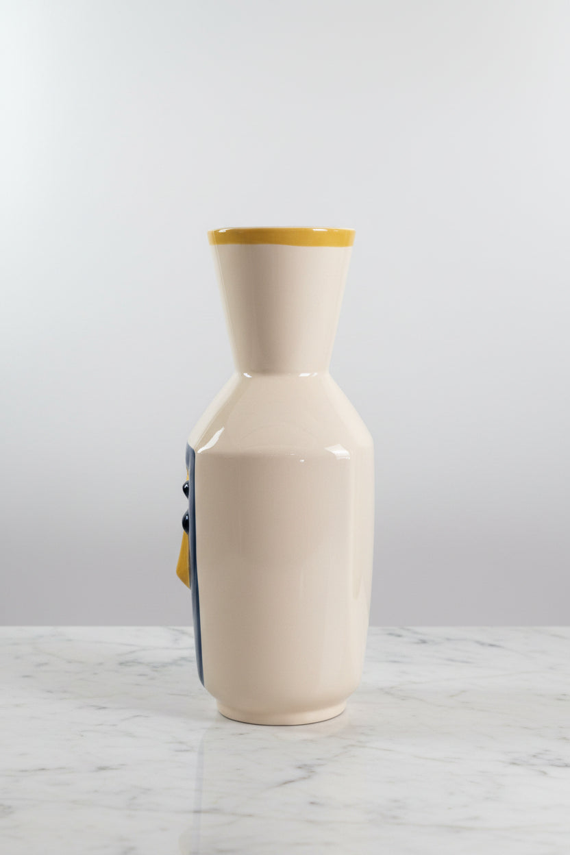 Porzellan Gesichtsvase 31 cm – Skulptur mit Gesichtsrelief