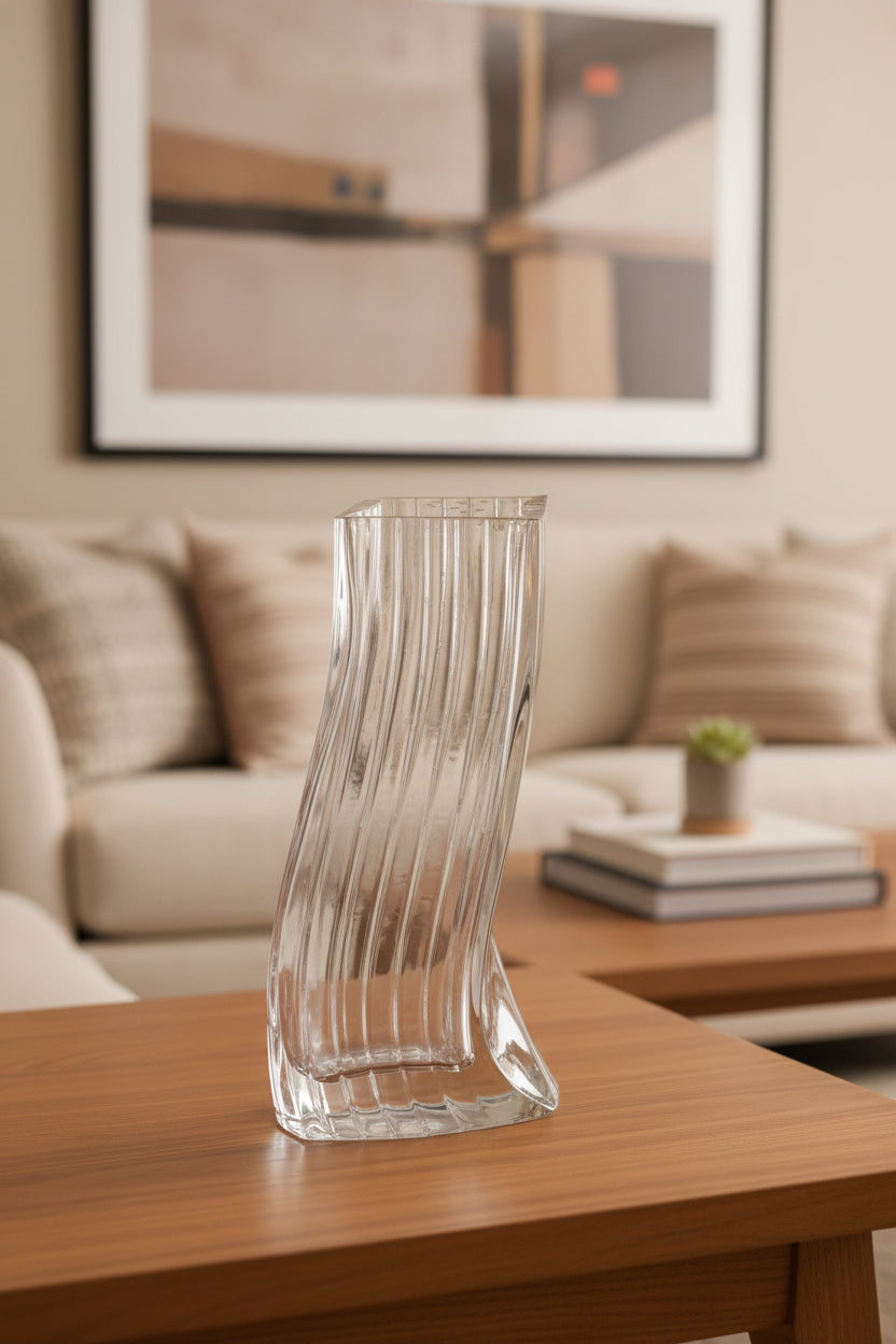 Antike Kristallvase Frankreich 1960er – Extravagantes Design, 100% Kristall, 25 cm