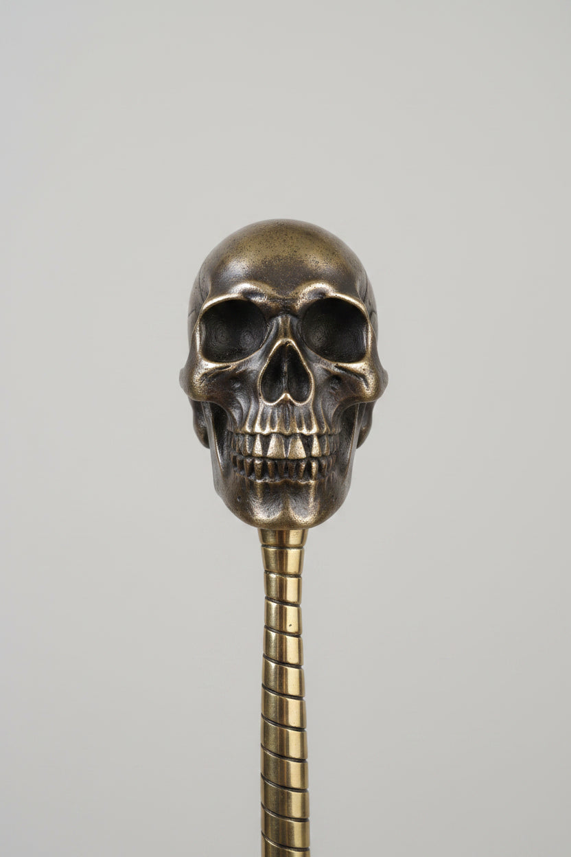 Vintage Skull Kleiderhaken mit Bronzekopf – Dekorativer Tuchhalter, Höhe 23 cm