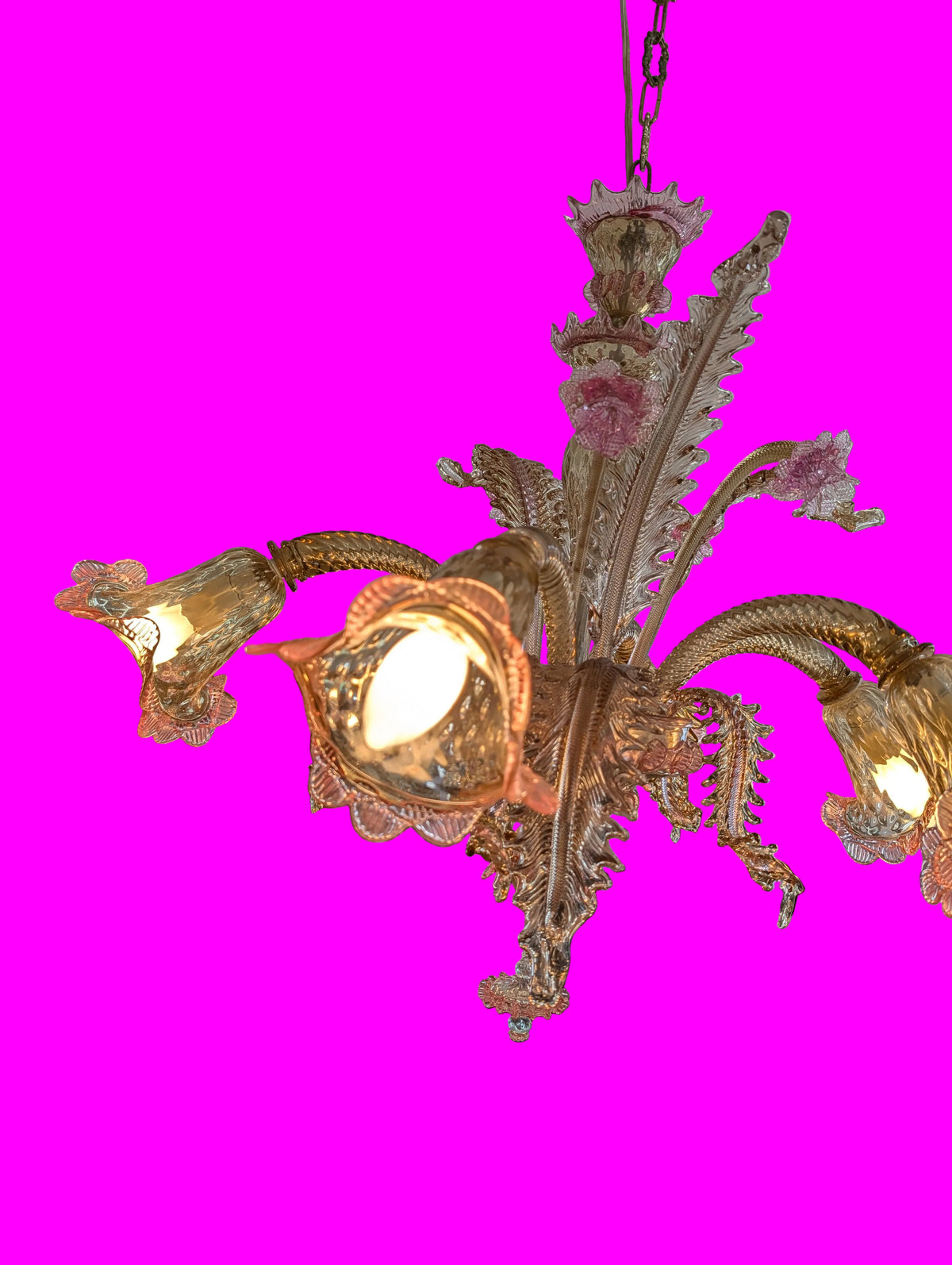 Murano Venezianischer Kronleuchter 6-armig – Echtes Murano-Glas, Vintage ca. 1940, Sammlersstück