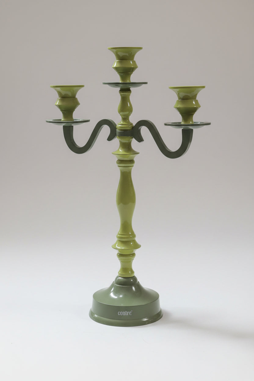 3-armiger Porzellan-Kerzenständer – Farbig, Höhe 33 cm