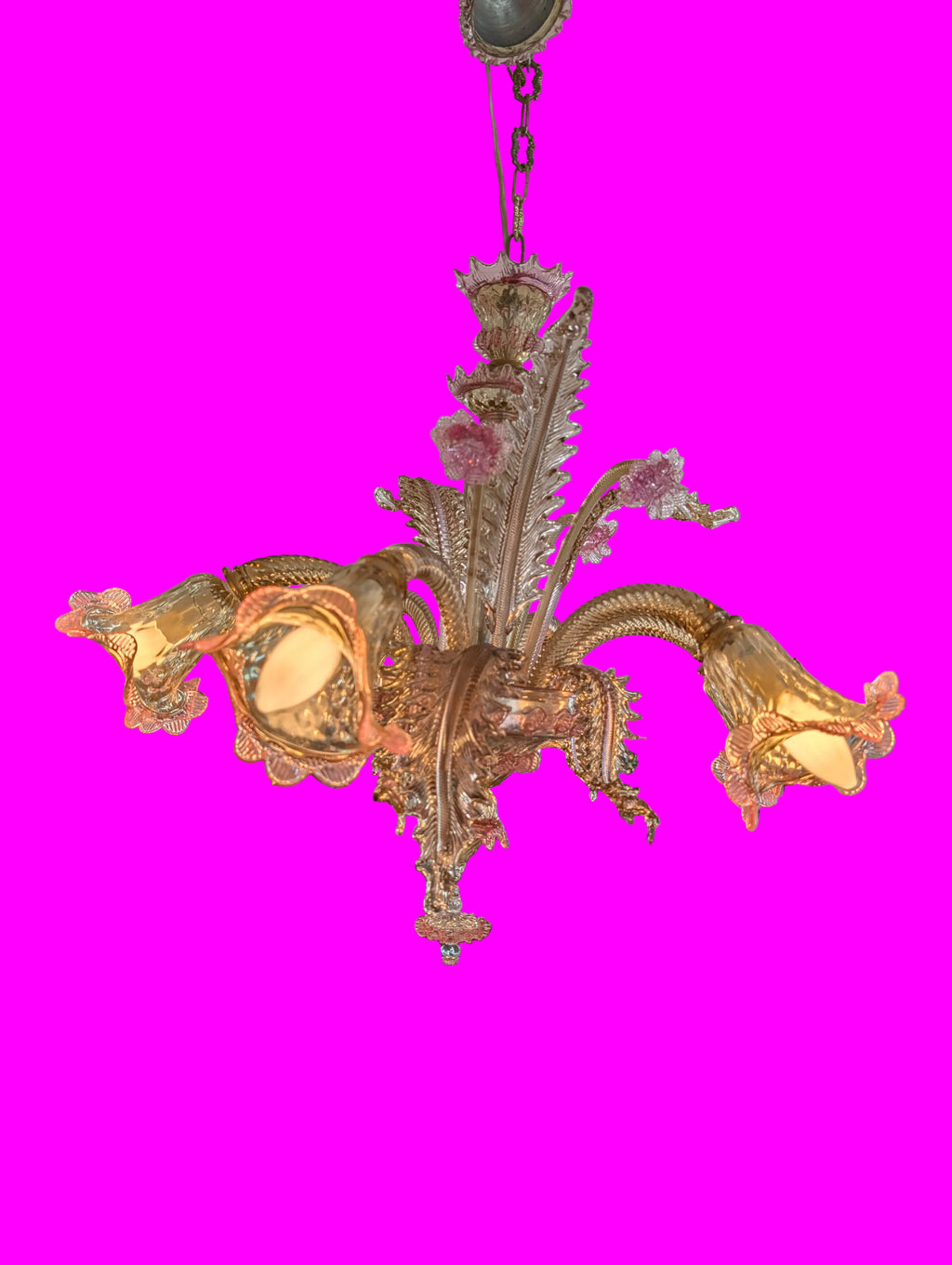 Murano Venezianischer Kronleuchter 6-armig – Echtes Murano-Glas, Vintage ca. 1940, Sammlersstück