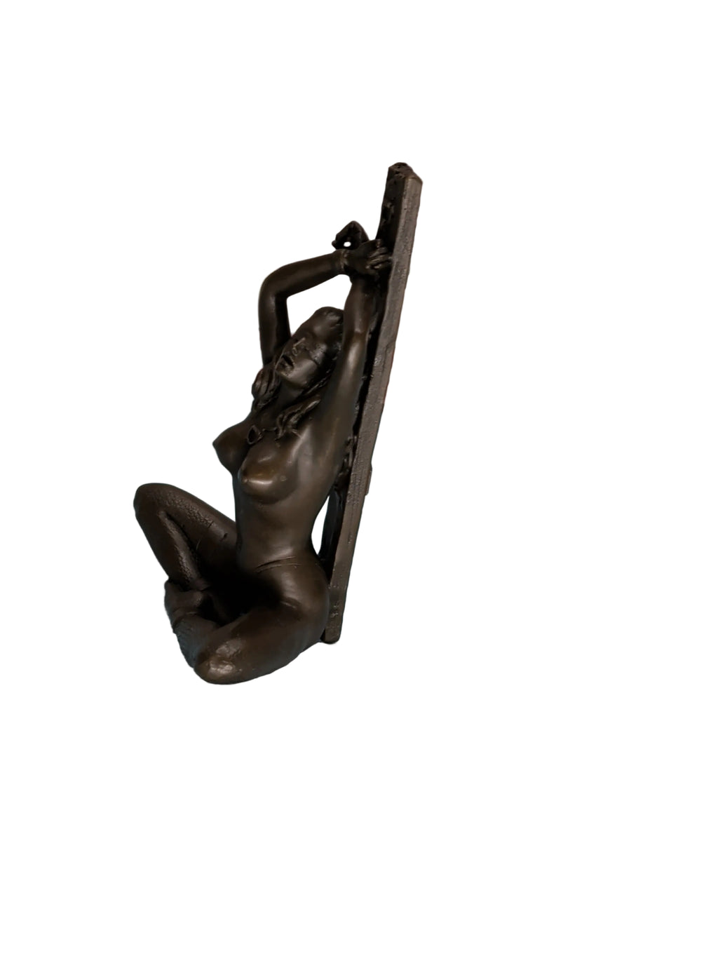 Moderne Bronzefigur Dame am Pfahl – Signiert, 100% Bronze, 14 cm