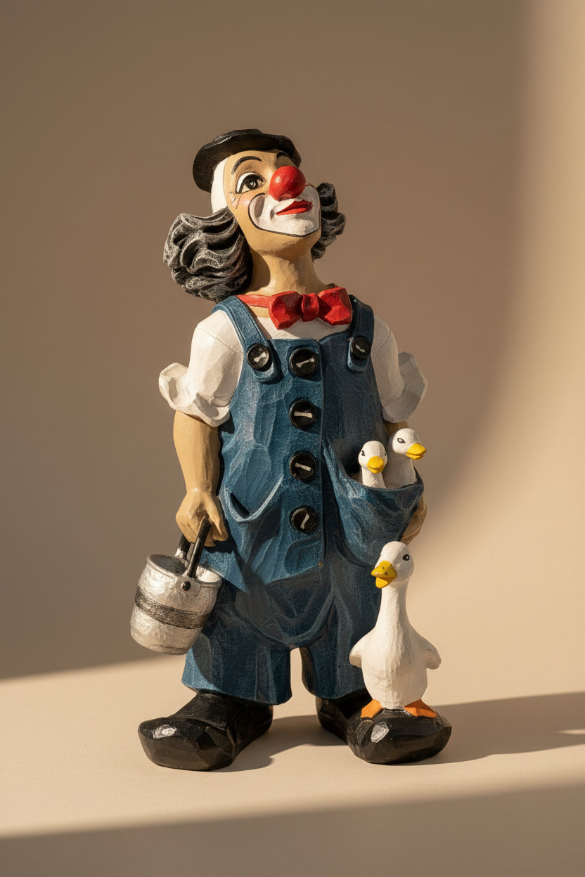 Bauer mit Gans und Eimer – Mehrfarbige Porzellan Figur, Vintage Sammlerstück