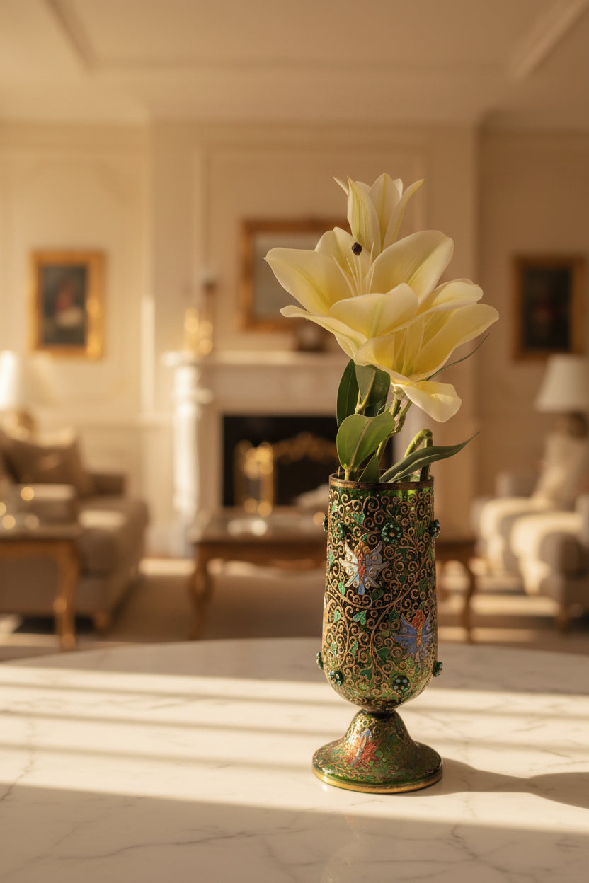 Antike Blumenvase – Mehrfarbig, Höhe 26 cm