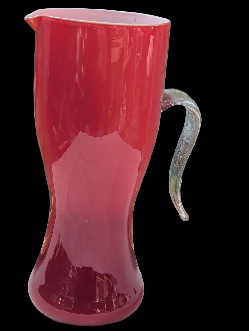Roter Glaskrug 1 Liter – Vintage Dekorkrug 22 cm