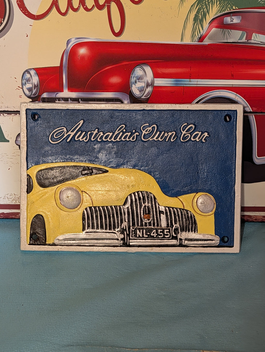 VINTAGE AUSTRALIESCHES AUTO GUSSEISEN SCHILD IM RETRO LOOK WAND KUNST