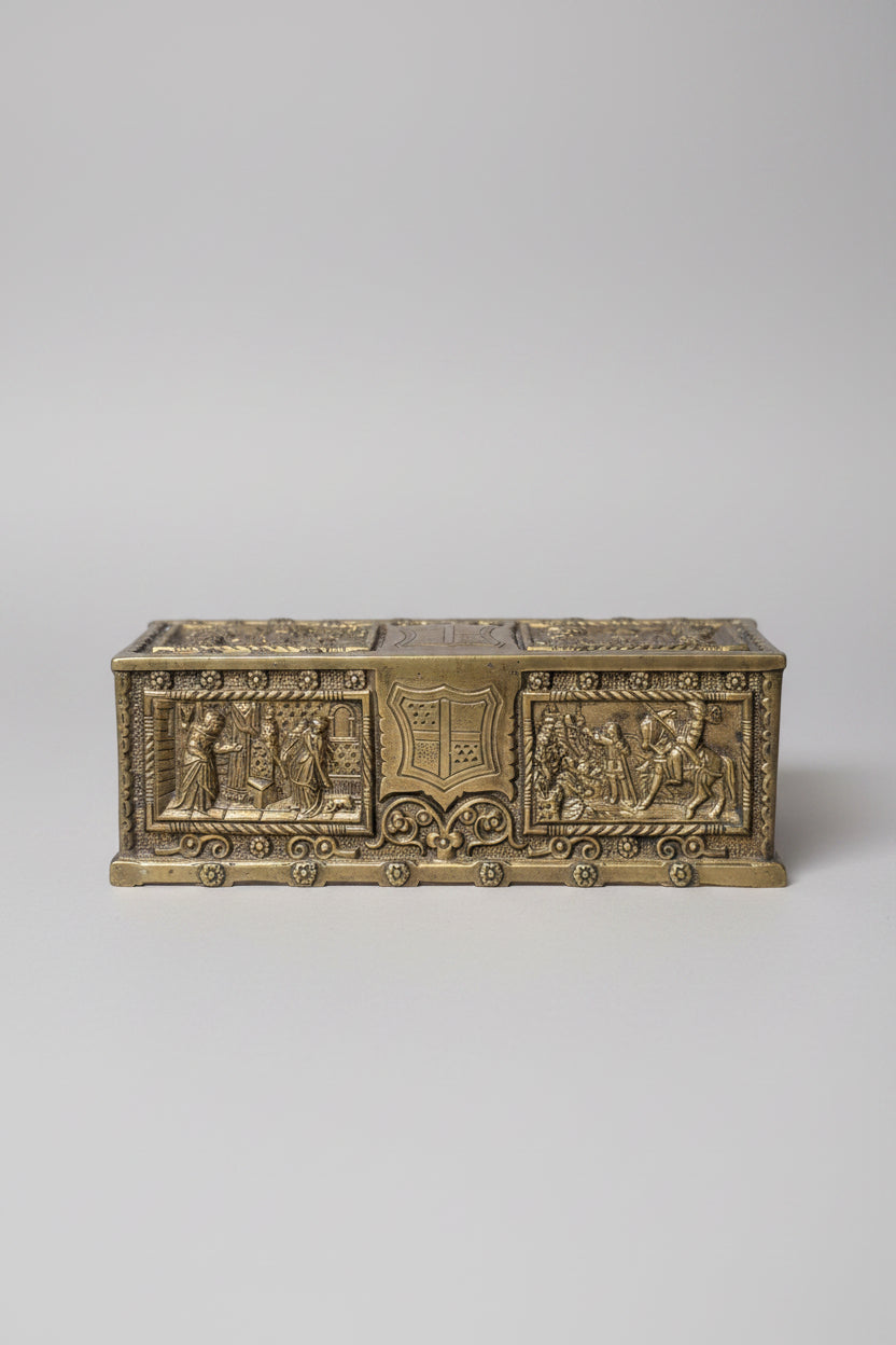 Antike Bronze Schatulle – Reich Verziert – 17 × 15 × 8 cm – Sammelstück