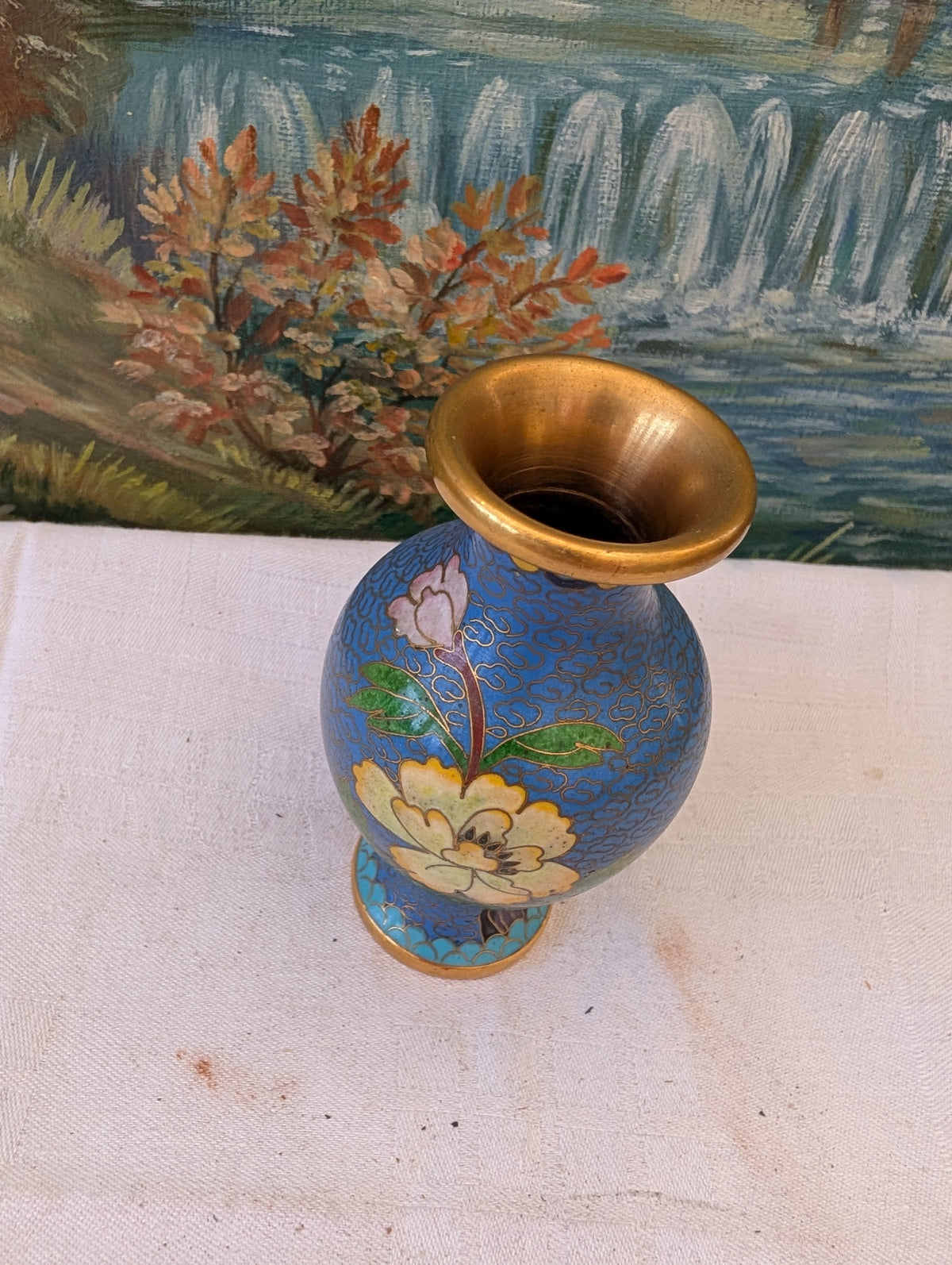 Cloisonné Vase 14 cm – Antike Emaillearbeit