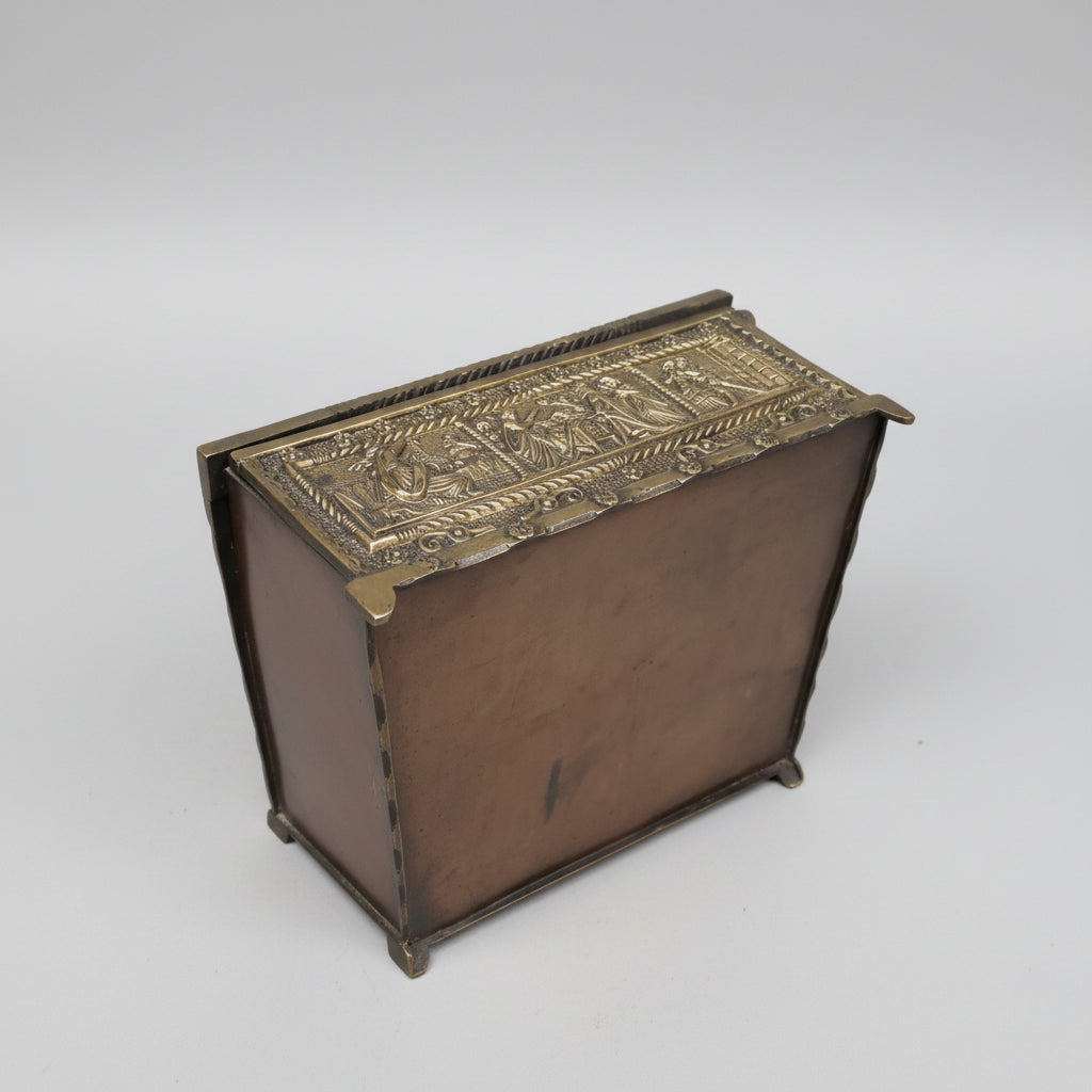 Antike Bronze Schatulle – Reich Verziert – 17 × 15 × 8 cm – Sammelstück