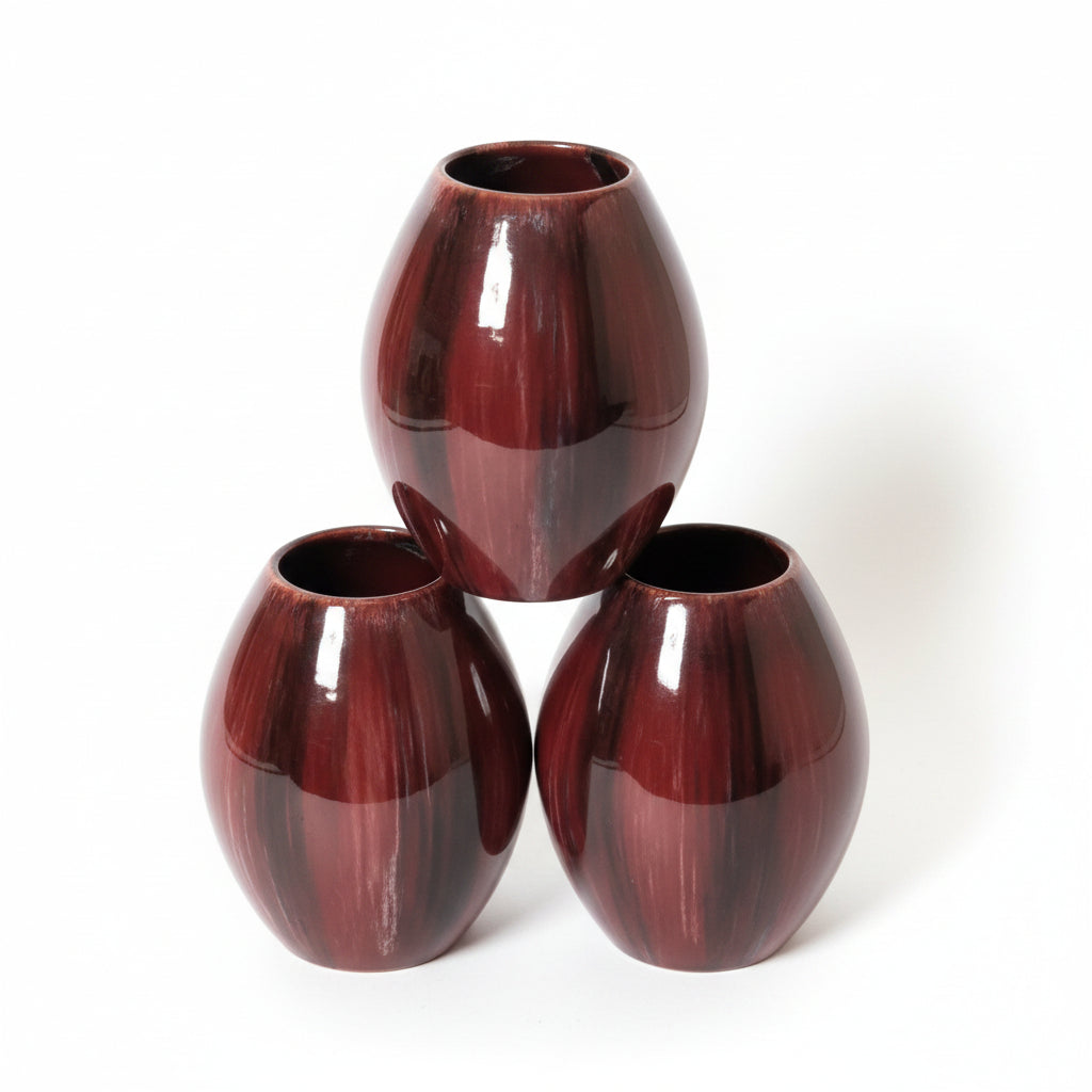 Antikes Blumenvasen-Set Frankreich 1960er – 3-teilig, Mehrfarbig, 23 cm