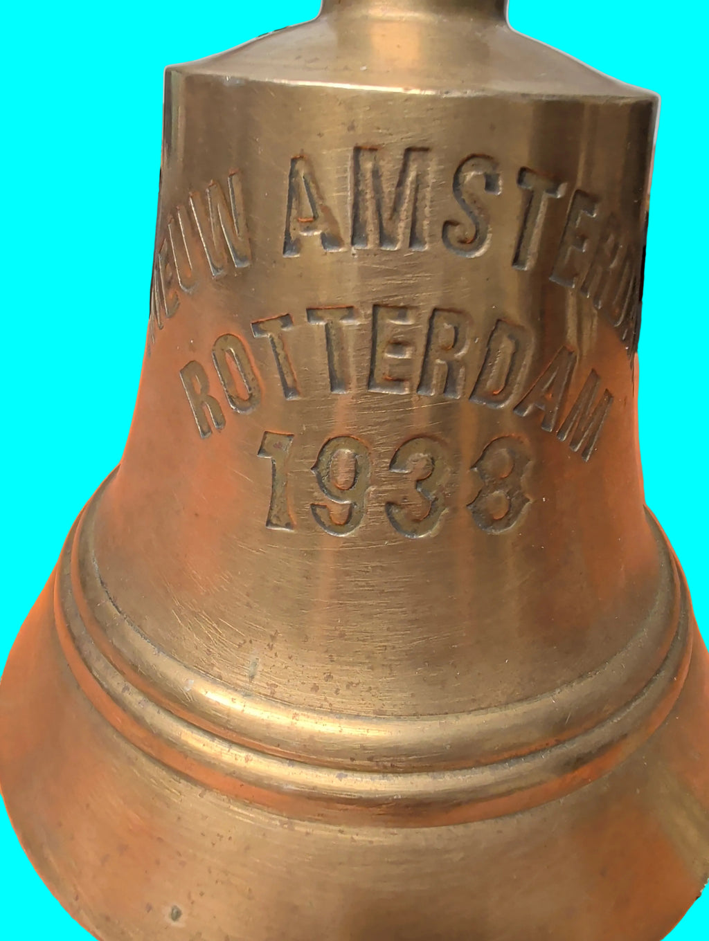 Messing Schiffsglocke "Nieuw Amsterdam" Rotterdam 1938 – Maritimes Sammlerstück