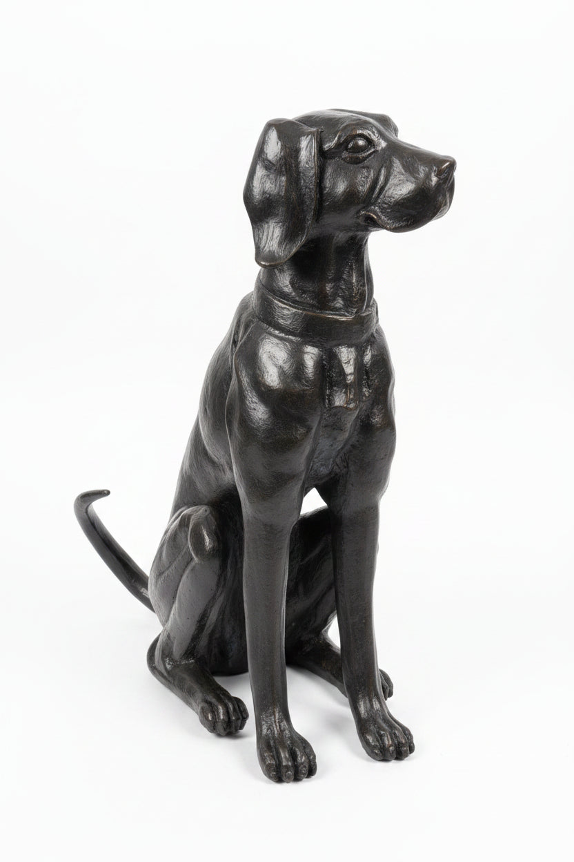 LABRADOR SKULPTUR GUSSESEN 65 CM 55 KG SCHWERE GARTENFIGUR LEBENSGROSS FROSTFREI