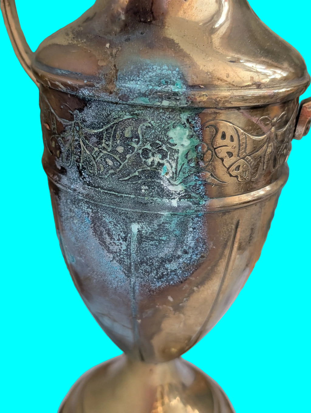 2 Kupfer Amphoren 33 cm – Antik, mit Patina